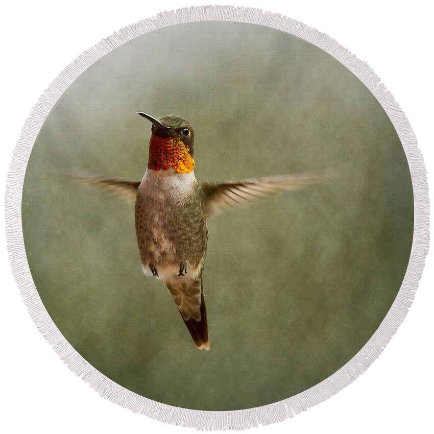 Bird Round Beach Towel featuring the photograph Fly Free Hummer by Bill and Linda Tiepelman