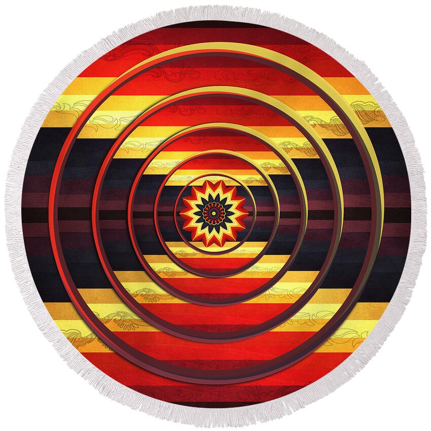 Abstract Round Beach Towel featuring the digital art Focus by Deborah Smith