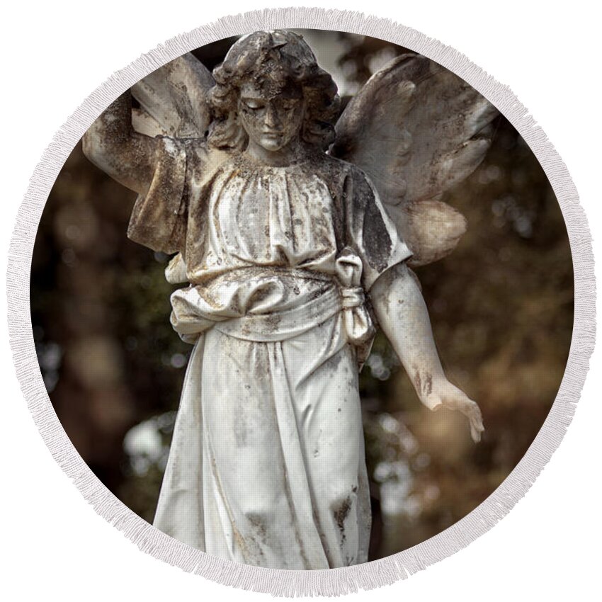Angels Round Beach Towel featuring the photograph Follow the Heavenly Messenger - Christian Angel Art by Ella Kaye Dickey
