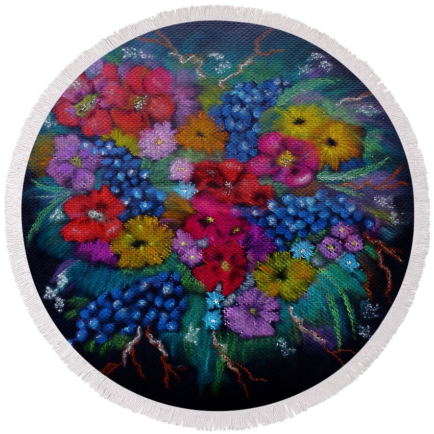 Flowers Round Beach Towel featuring the painting For You In Love by Barbara Teller