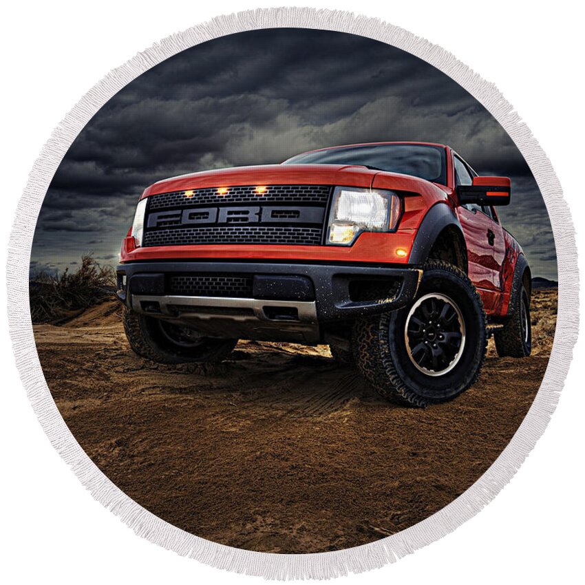 Ford Truck Round Beach Towel featuring the photograph Ford F 150 Raptor by Movie Poster Prints