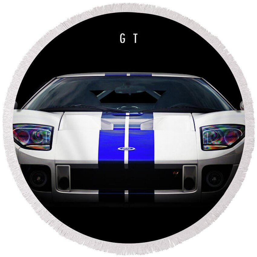 Ford Round Beach Towel featuring the digital art Ford GT by Airpower Art