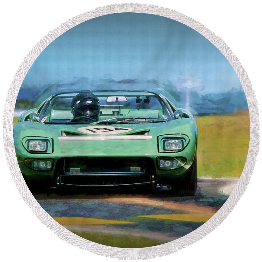 Ford Round Beach Towel featuring the photograph Ford GT40 Targa Florio by Stuart Row
