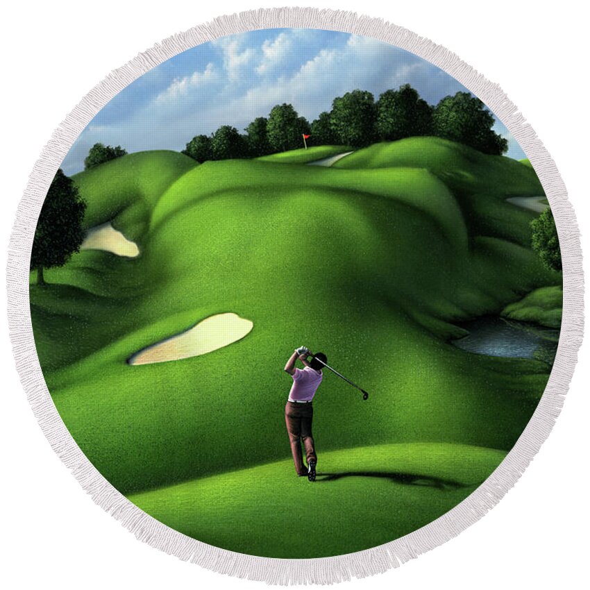 Golf Round Beach Towel featuring the digital art Foreplay by Jerry LoFaro
