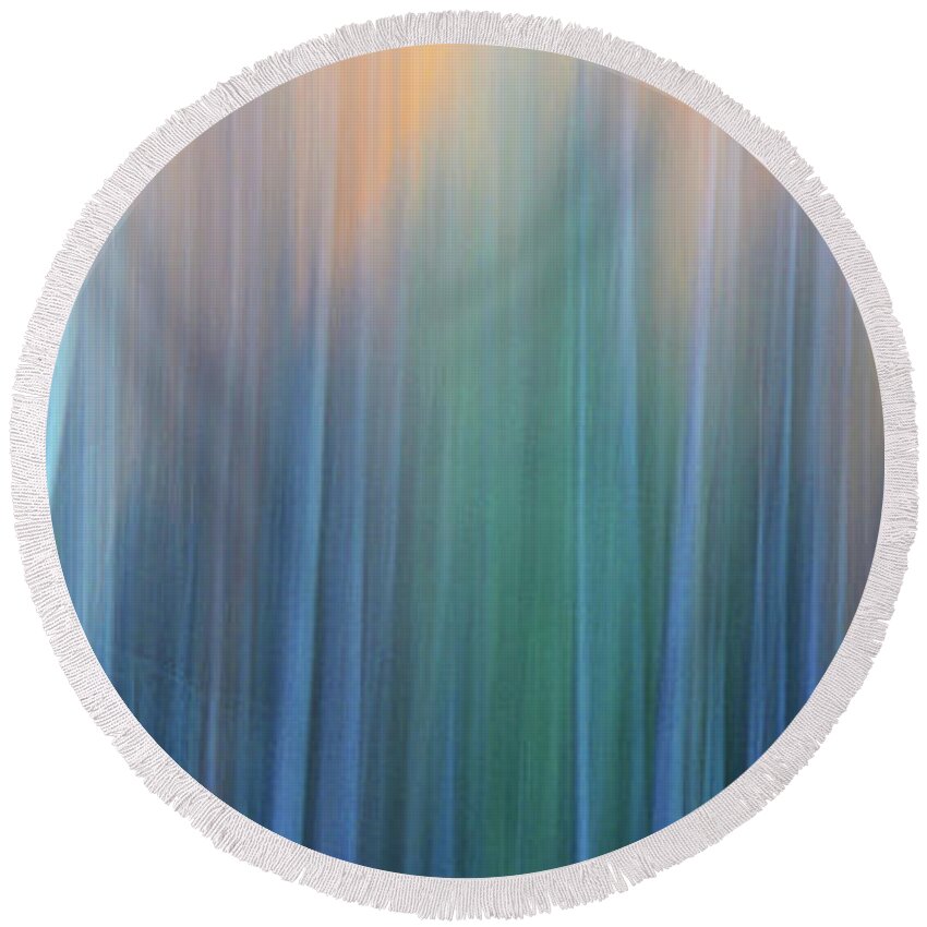 Long Exposure Round Beach Towel featuring the photograph Forest Illusions- Autumn Glow by Whispering Peaks Photography