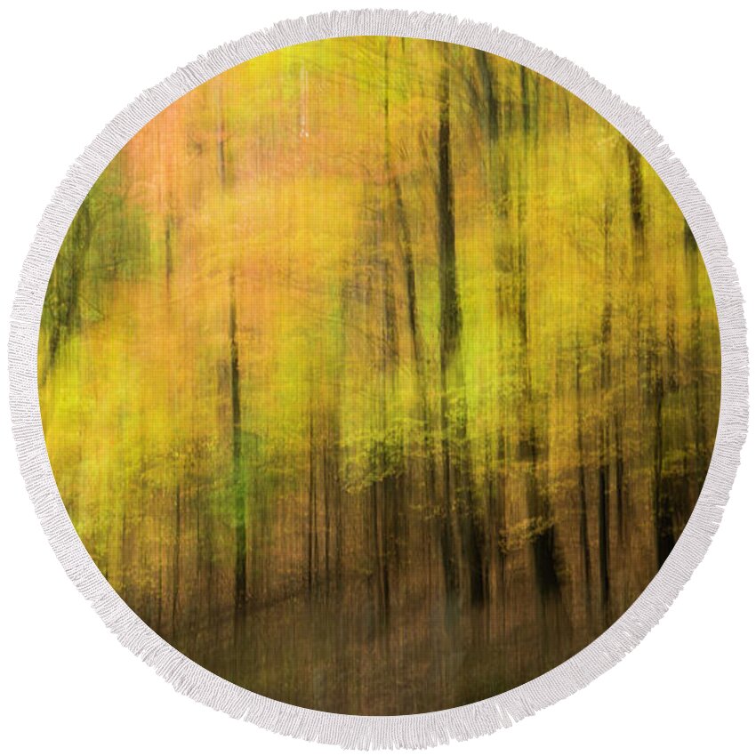 Impressionism Round Beach Towel featuring the photograph Forest Impressions by David Waldrop