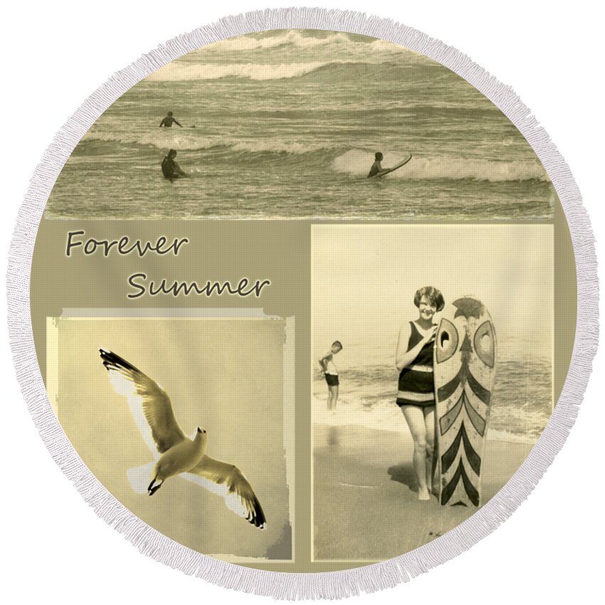 Beach Round Beach Towel featuring the photograph Forever Summer 3 by Linda Lees