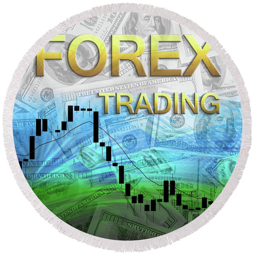 Forex Round Beach Towel featuring the digital art Forex Trading 1b by Walter Herrit