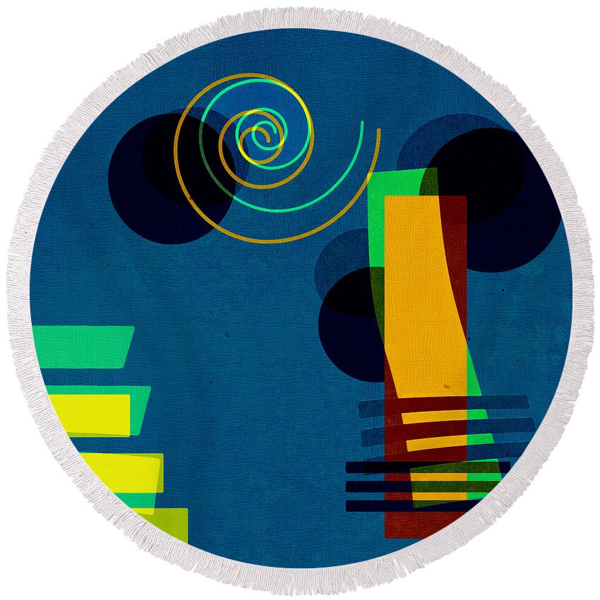 Abstract Round Beach Towel featuring the digital art Formes - 03b by Variance Collections