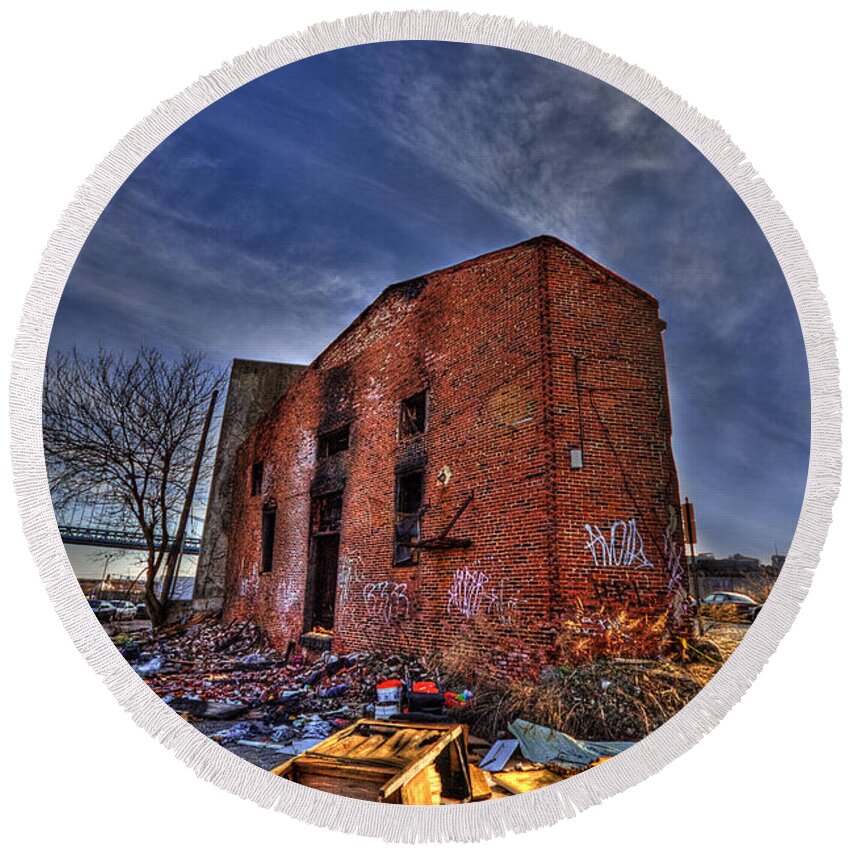 Abandoned Round Beach Towel featuring the photograph Forsaken Luxury by Evelina Kremsdorf
