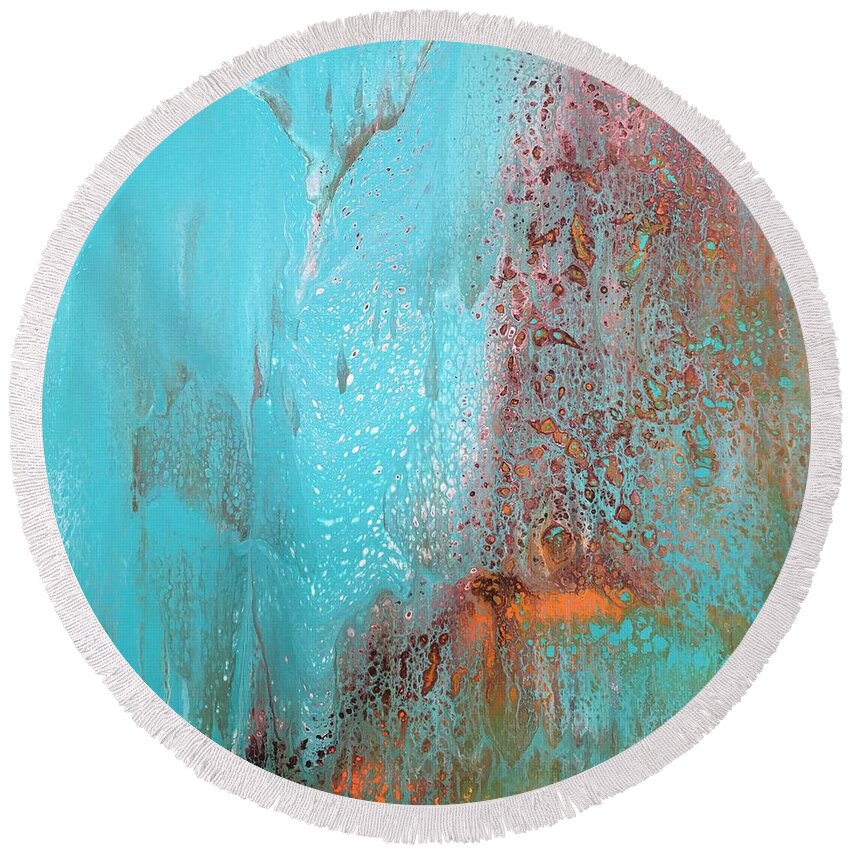 Abstract Round Beach Towel featuring the painting Fortuity by Soraya Silvestri