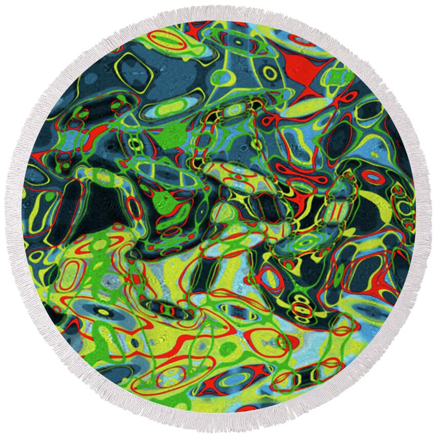 Four Babes Panel Abstract Round Beach Towel featuring the digital art Four Babes Panel Abstract by Tom Janca