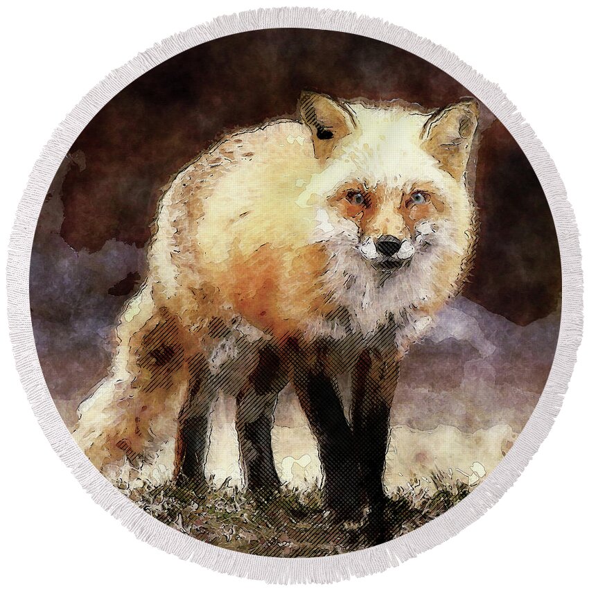 Fox Round Beach Towel featuring the photograph Fox On The Move by Phil Perkins