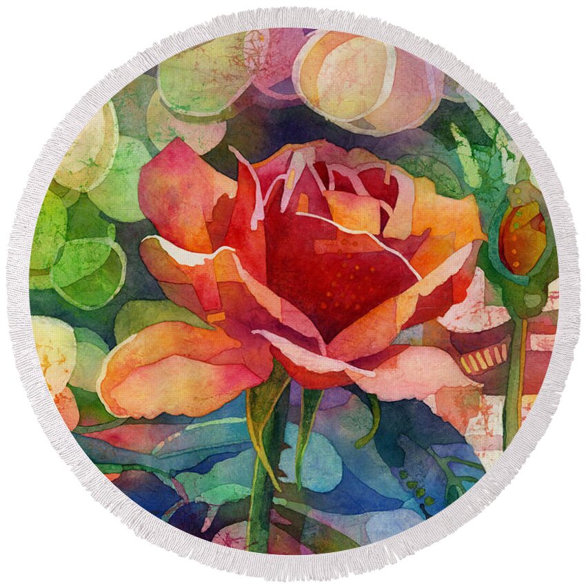 Rose Round Beach Towel featuring the painting Fragrant Roses by Hailey E Herrera