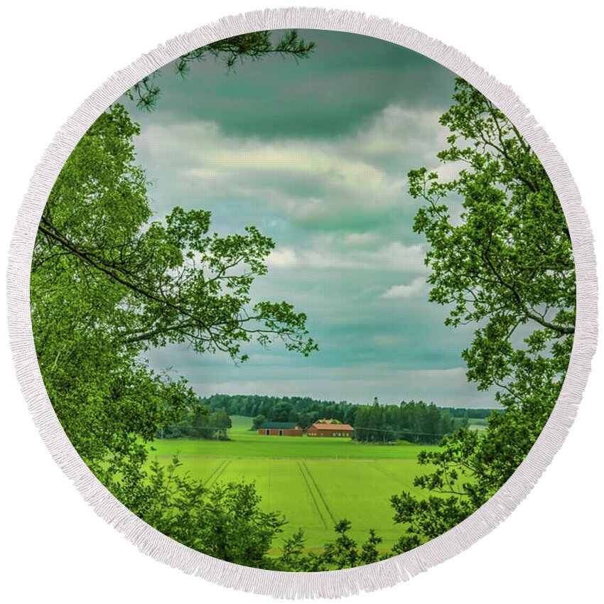 View Round Beach Towel featuring the photograph Framed view #h6 by Leif Sohlman