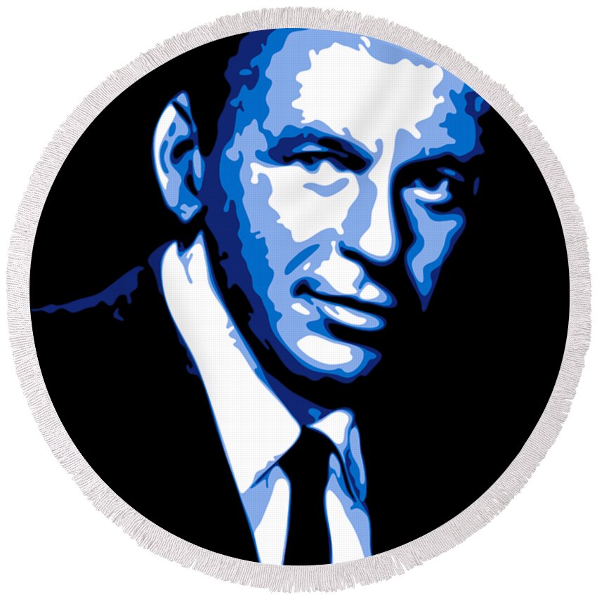 Frank Sinatra Round Beach Towel featuring the digital art Frank Sinatra by DB Artist
