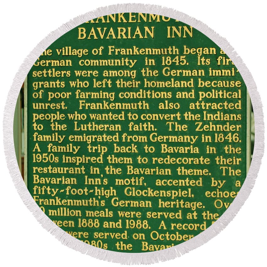 Usa Round Beach Towel featuring the photograph Frankenmuth Bavarian Inn History by LeeAnn McLaneGoetz McLaneGoetzStudioLLCcom
