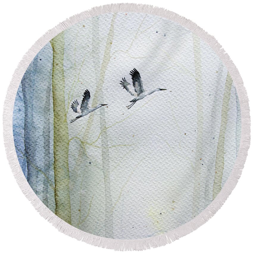 Free Round Beach Towel featuring the painting Free Flight by Rebecca Davis
