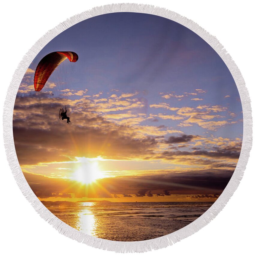 Silhouette Round Beach Towel featuring the photograph Free by Kip Krause