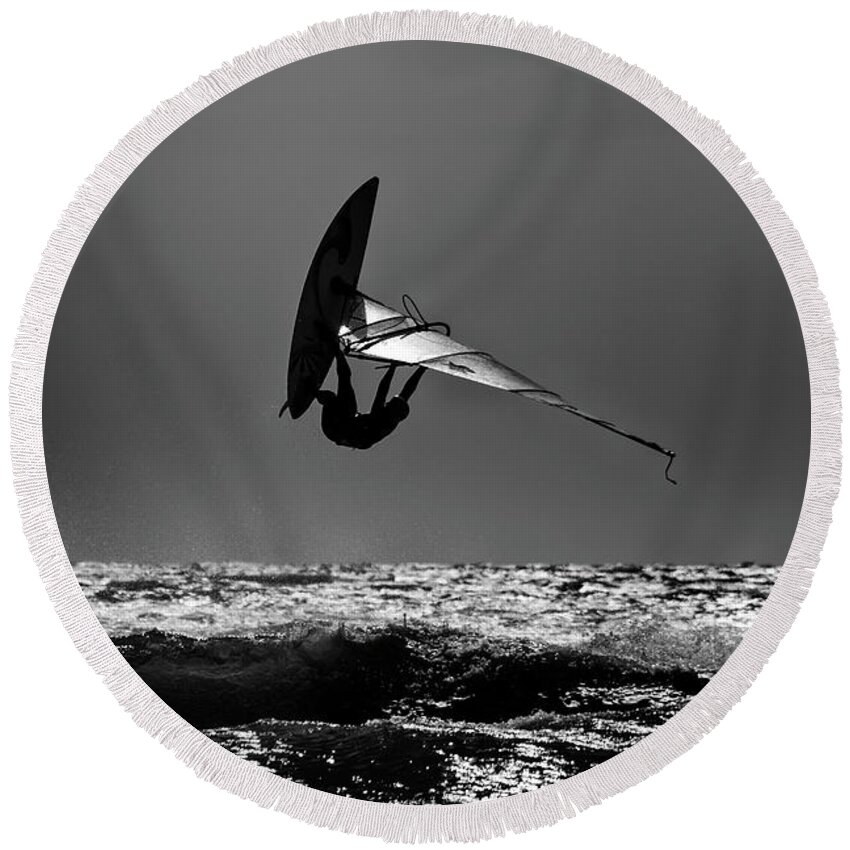 Sport Round Beach Towel featuring the photograph Freestyle by Stelios Kleanthous