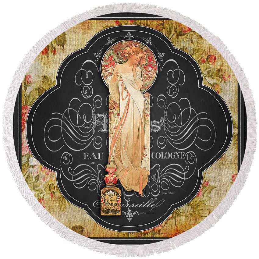 Digital Art Round Beach Towel featuring the painting French Perfume-JP3735 by Jean Plout