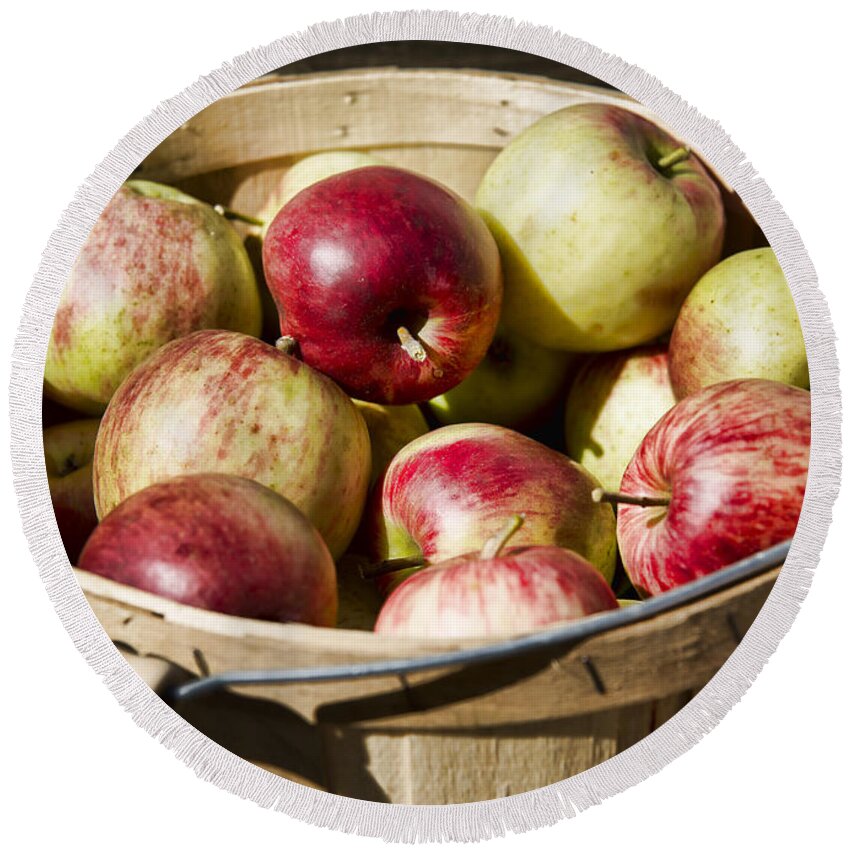 Maine Round Beach Towel featuring the photograph Fresh Apples by Alana Ranney
