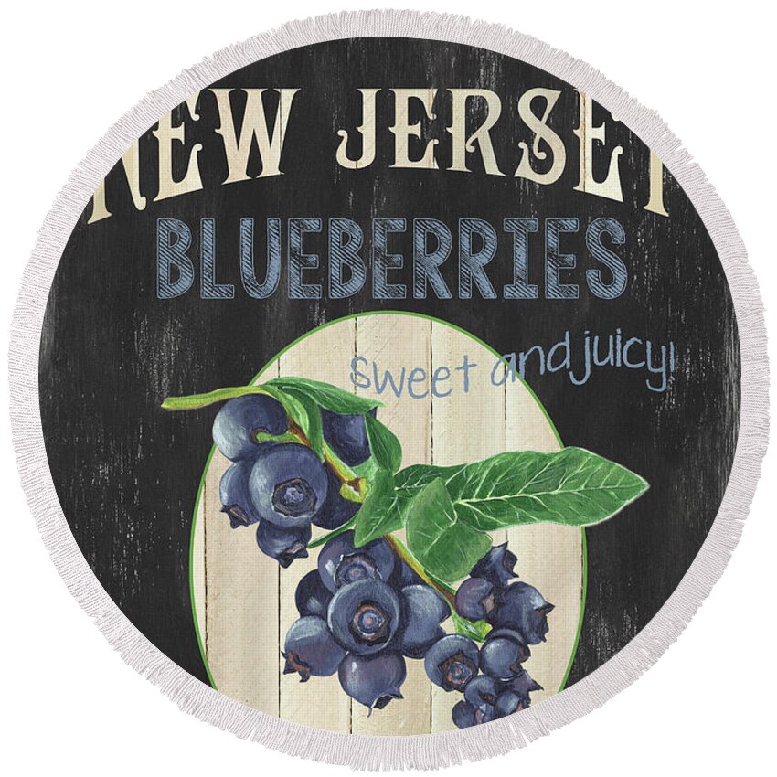 Blueberries Round Beach Towel featuring the painting Fresh Berries 1 by Debbie DeWitt