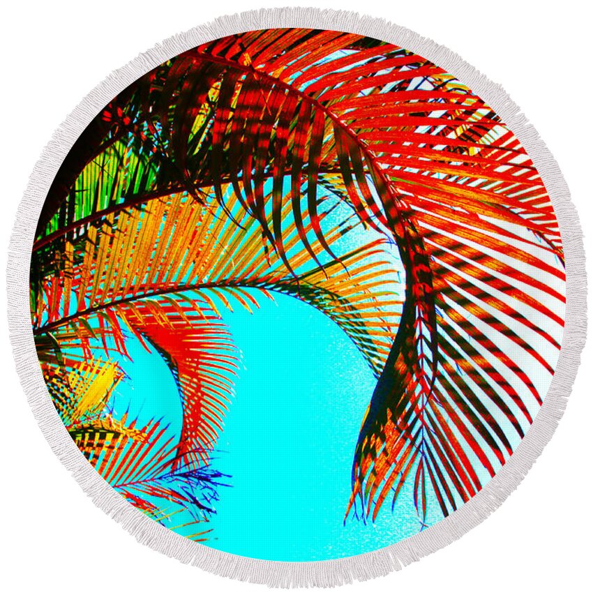 Palm Round Beach Towel featuring the photograph Fronds by Susan Vineyard