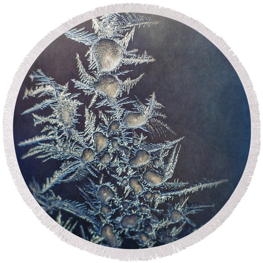 Frozen Round Beach Towel featuring the photograph Frost by Scott Norris