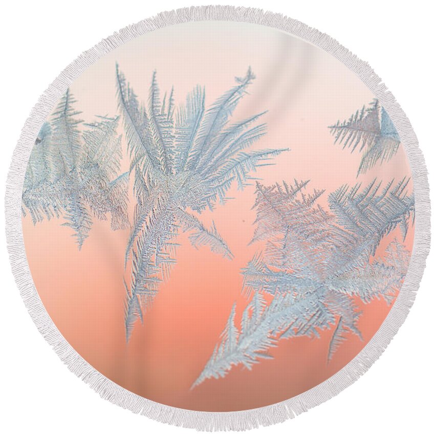 Abstract Round Beach Towel featuring the photograph Frozen Fractals 01 by Jakub Sisak