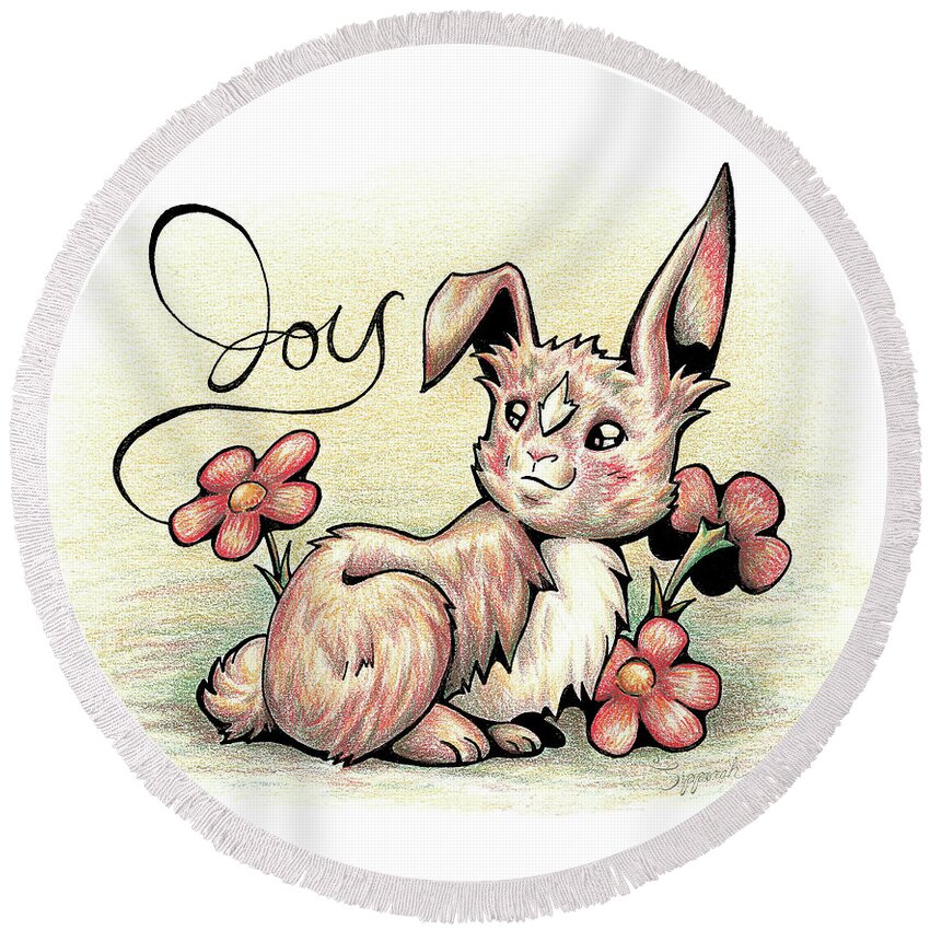 Illustrative Round Beach Towel featuring the drawing Inspirational Animal BUNNY by Sipporah Art and Illustration