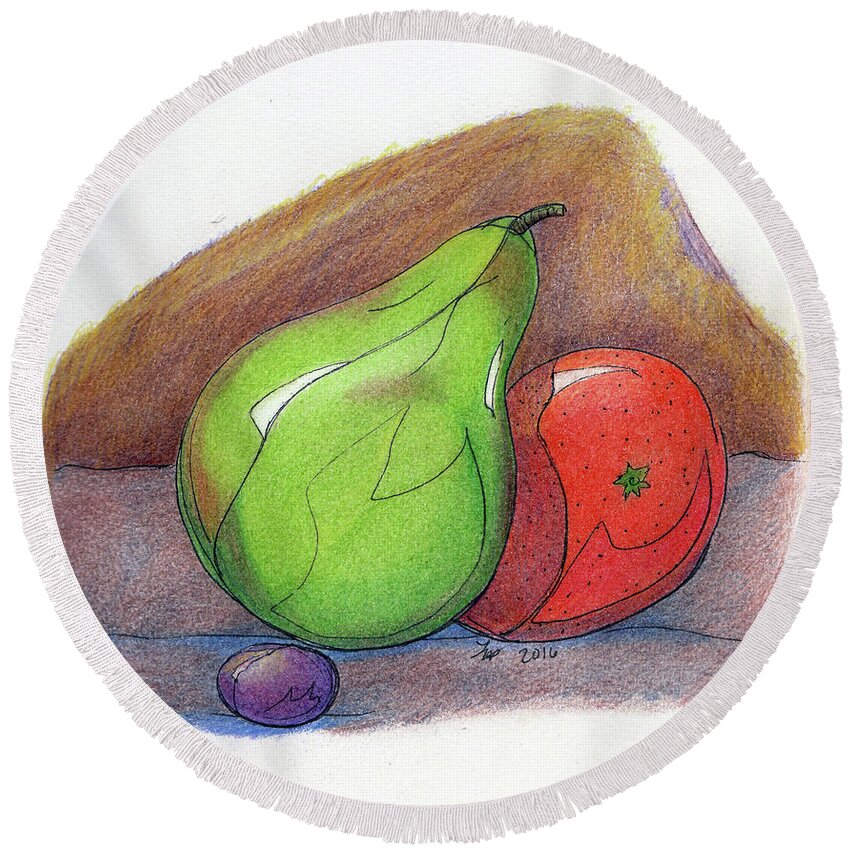Fruit Round Beach Towel featuring the painting Fruit Still 34 by Loretta Nash