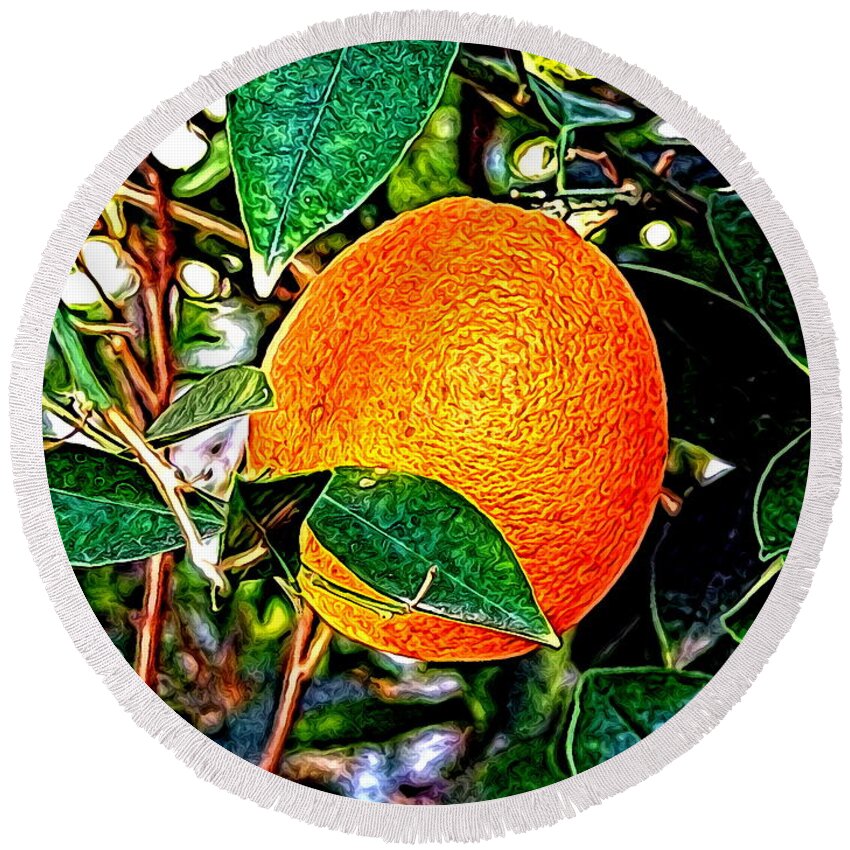 Fruit Round Beach Towel featuring the photograph Fruit - The Orange by Glenn McCarthy Art and Photography