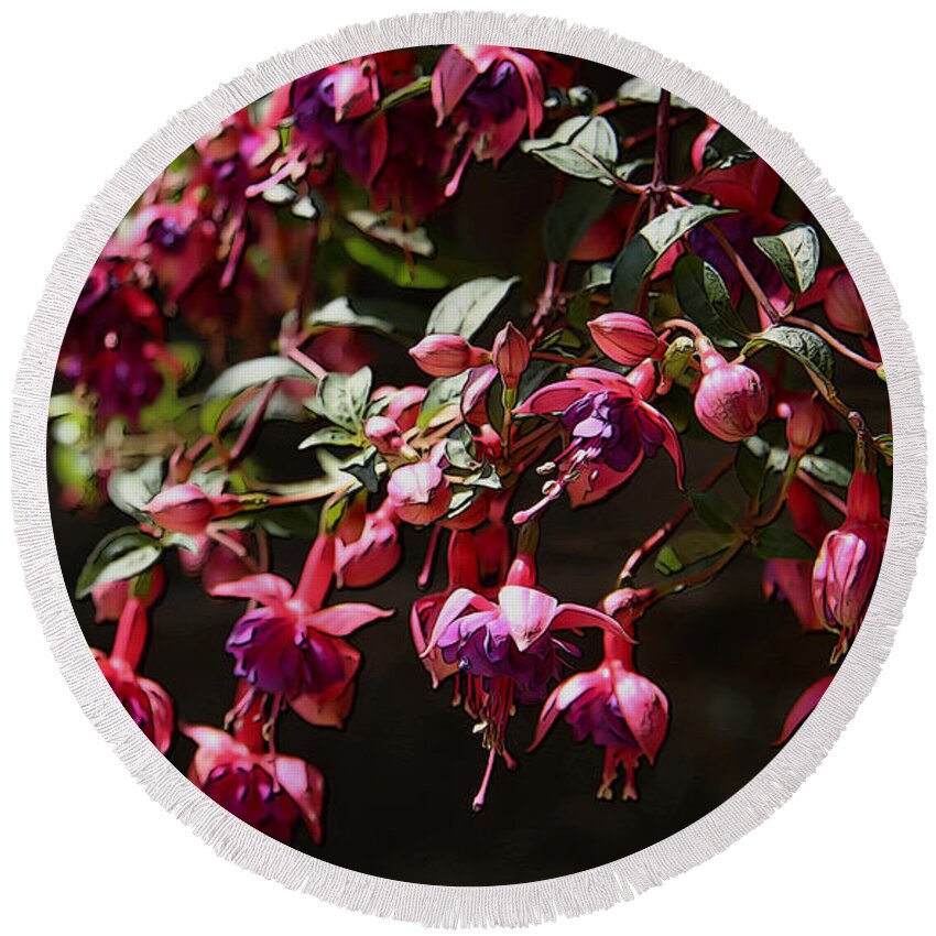 Canvas Print Round Beach Towel featuring the photograph Fuchsia Blossoms by Yvonne Wright