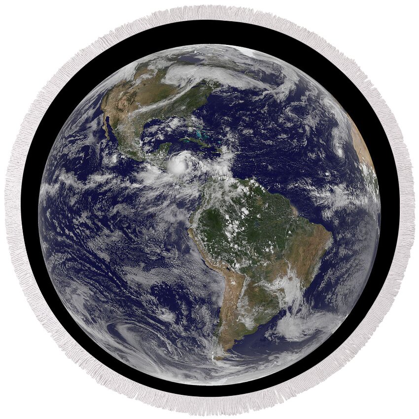 Earth Round Beach Towel featuring the photograph Full Earth Showing North America by Stocktrek Images