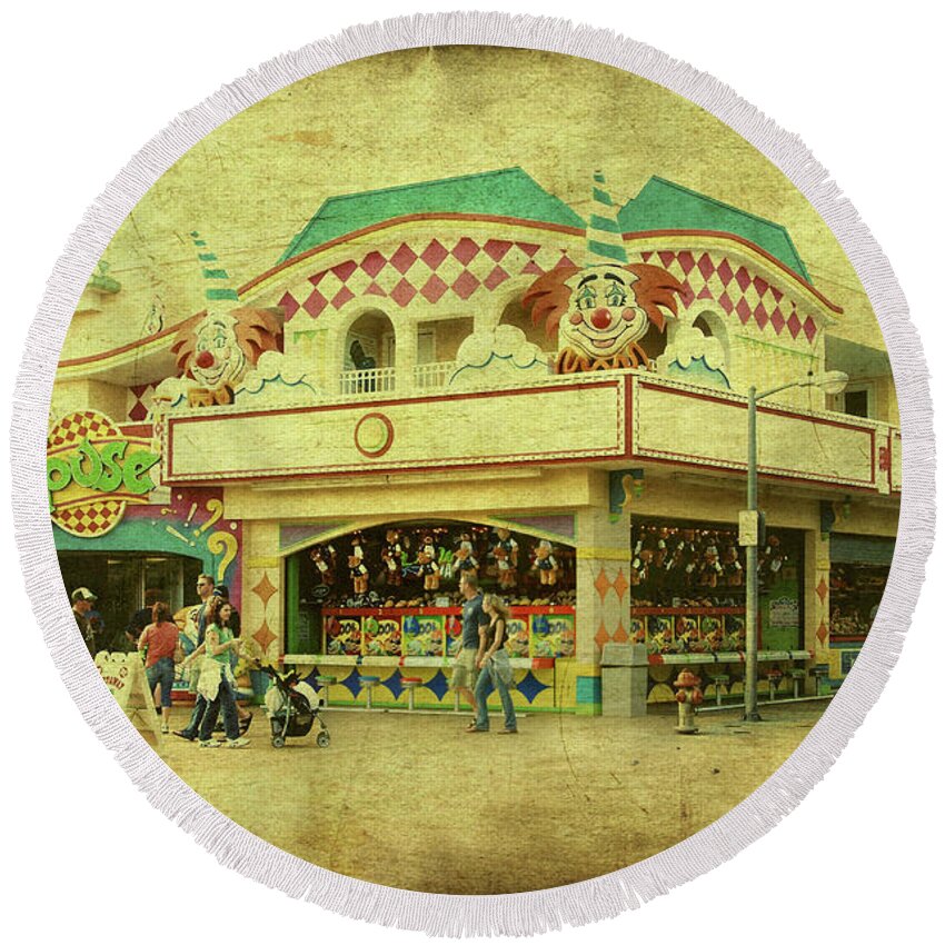 Jersey Shore Round Beach Towel featuring the photograph Fun House - Jersey Shore by Angie Tirado
