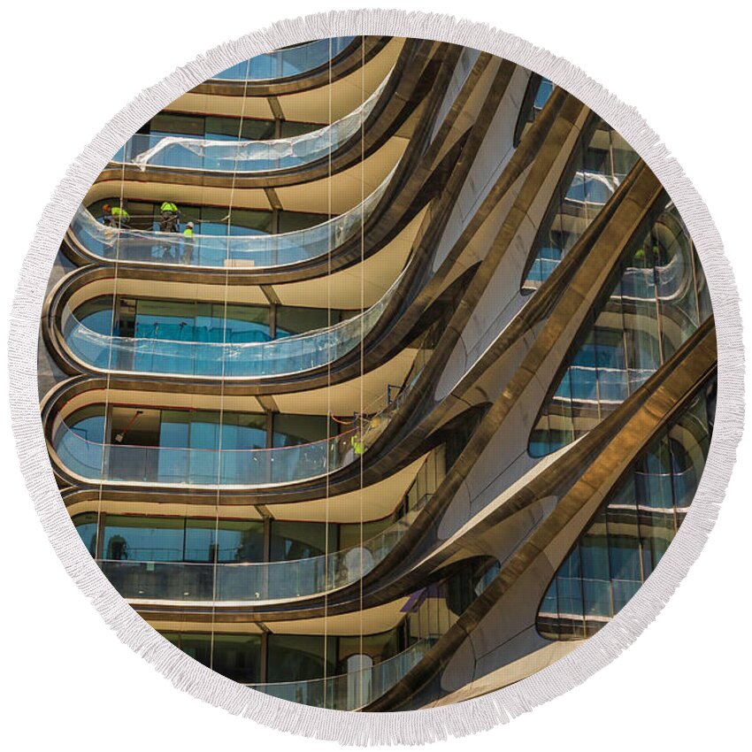 Architecture Round Beach Towel featuring the photograph Futuristic Residence by Fran Gallogly