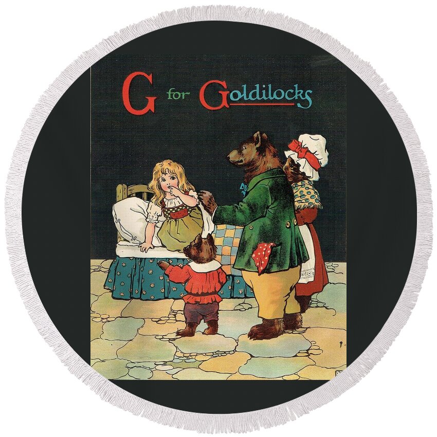 The Wurtherington Diary Round Beach Towel featuring the painting G for Goldilocks by Reynold Jay