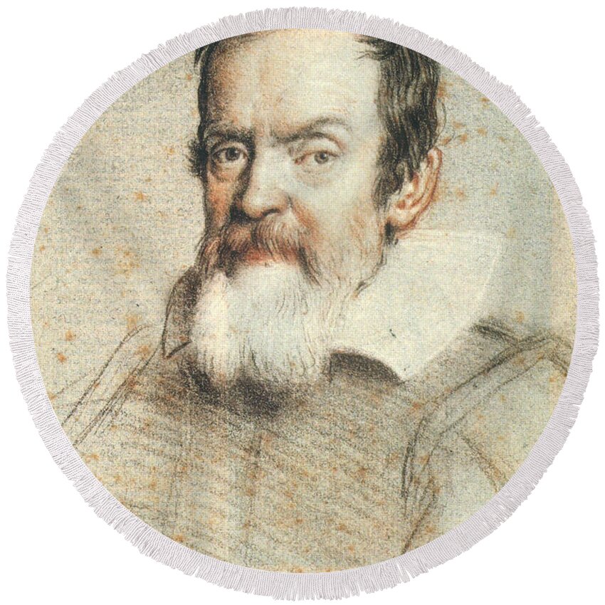1624 Round Beach Towel featuring the photograph Galileo Galilei by Granger