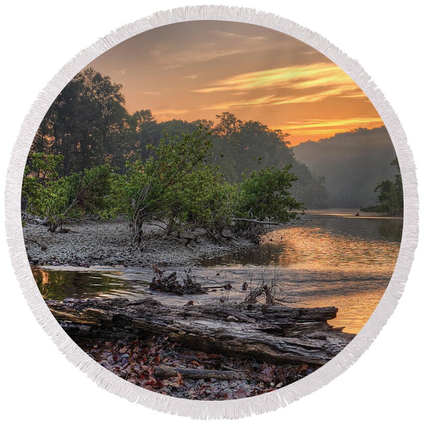 2015 Round Beach Towel featuring the photograph Gasconade River by Robert Charity