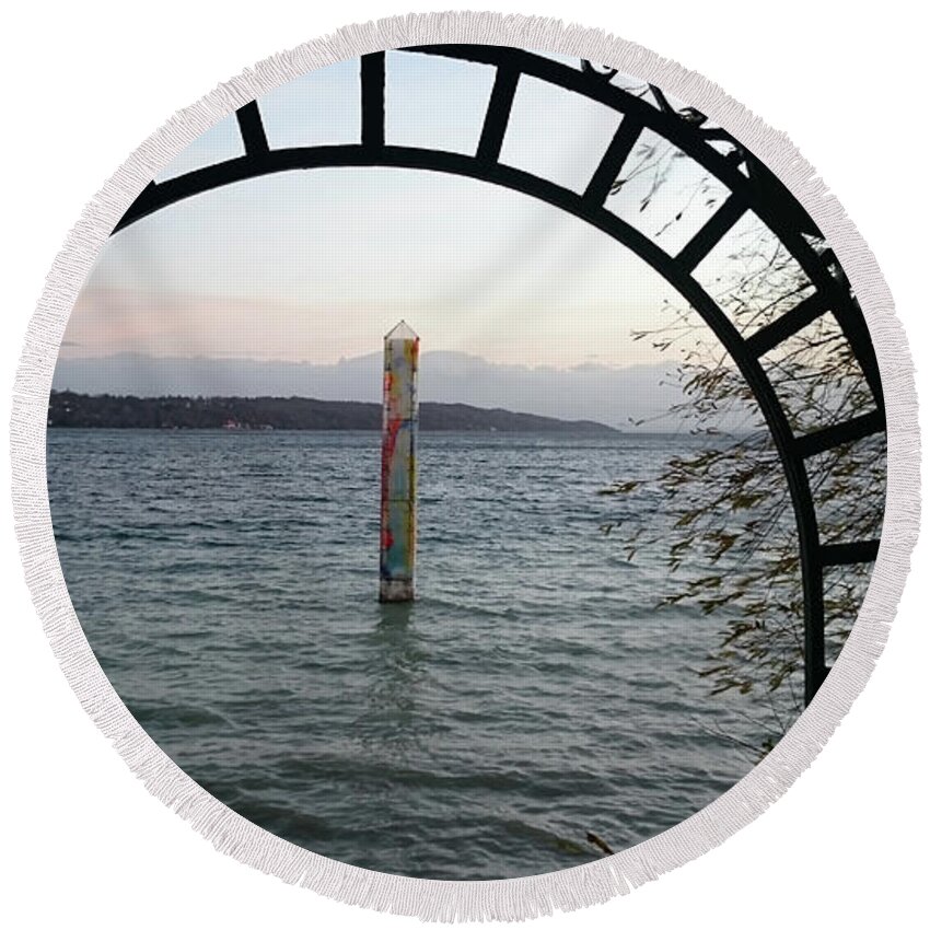 Lake Round Beach Towel featuring the photograph Gate to phoenix by Heidi Sieber