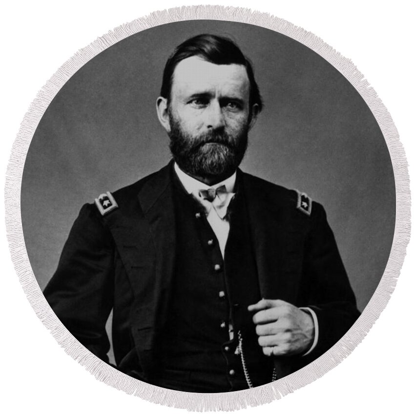 Ulysses Grant Round Beach Towel featuring the photograph General Grant During The Civil War by War Is Hell Store