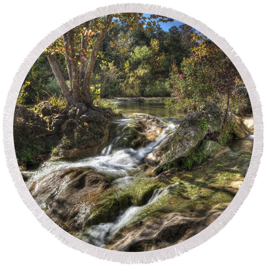 Stream Round Beach Towel featuring the photograph Gentle Mountain Stream by Tamyra Ayles