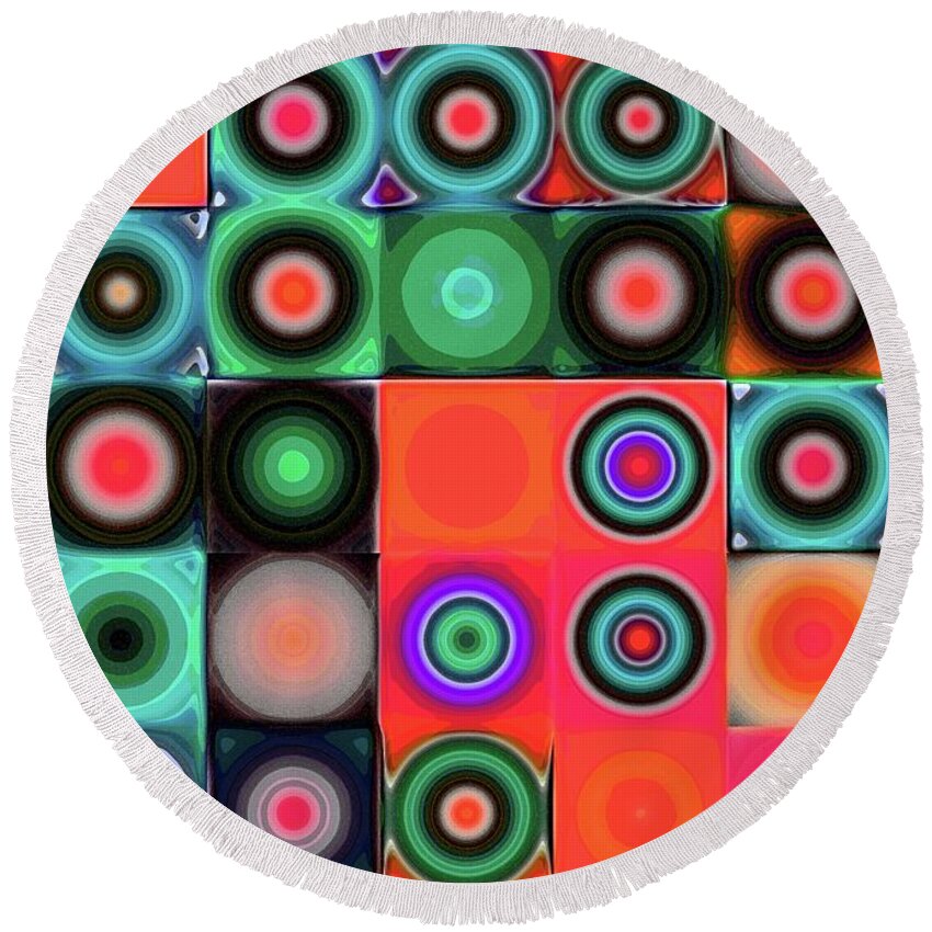 Geometric Round Beach Towel featuring the digital art Geometric Abstract I by Mimulux Patricia No