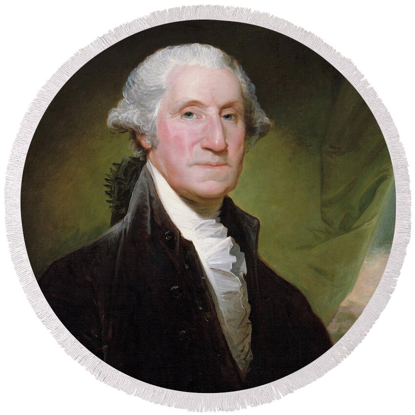 George Washington Round Beach Towel featuring the painting George Washington Portrait by Gilbert Stuart