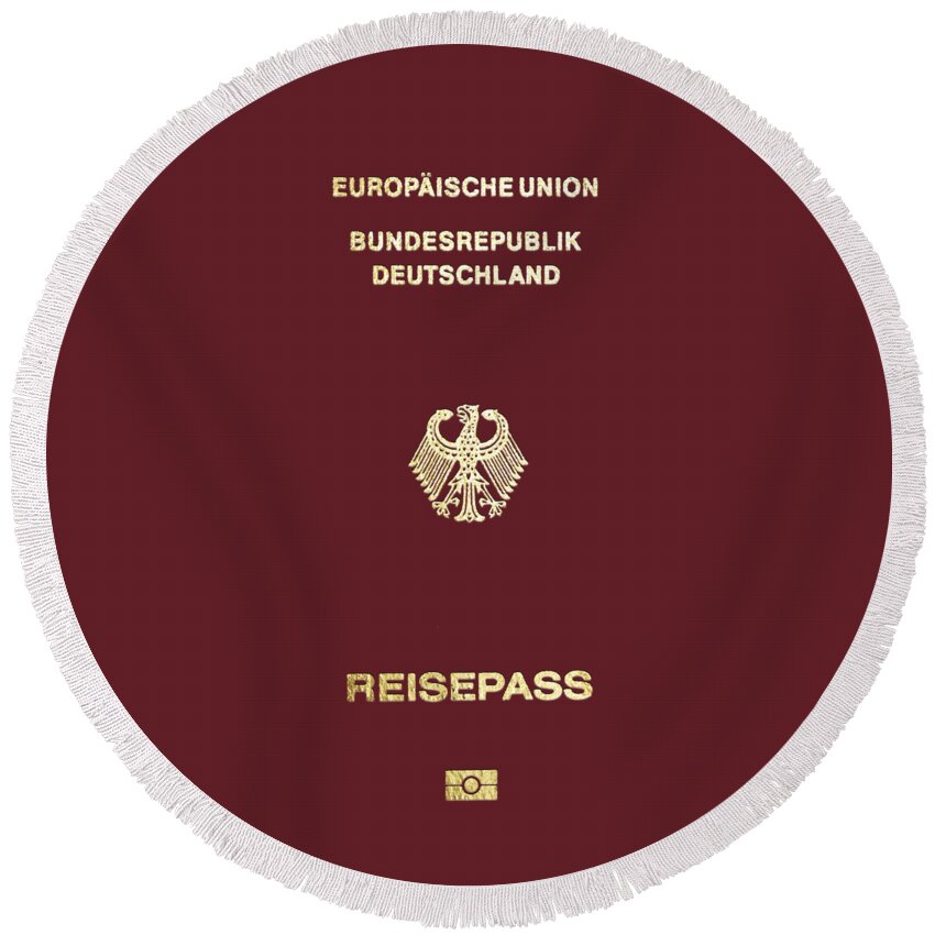 “passports” Collection Serge Averbukh Round Beach Towel featuring the digital art German Passport Cover by Serge Averbukh