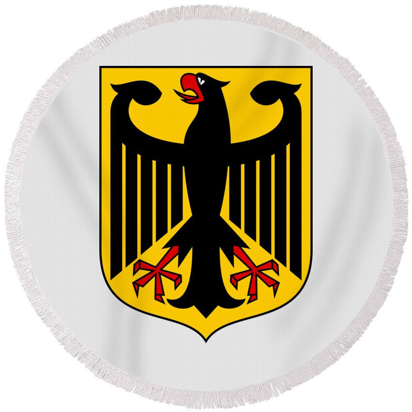 Germany Round Beach Towel featuring the drawing Germany Coat of Arms by Movie Poster Prints