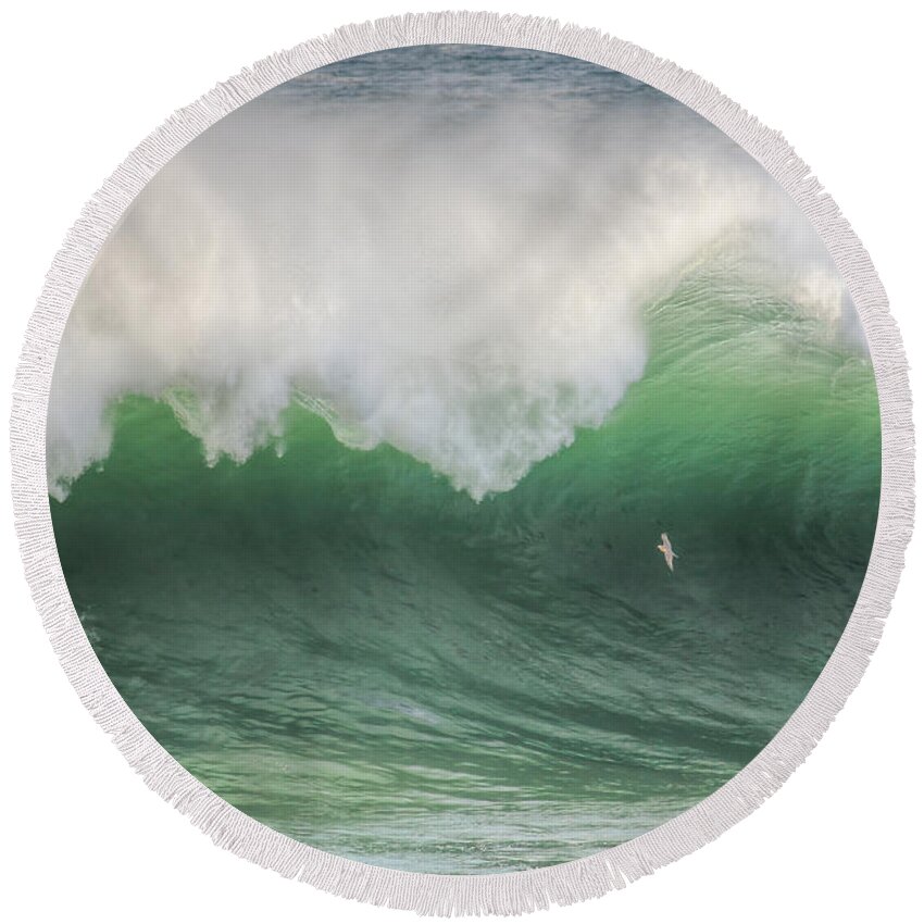 Seascape Round Beach Towel featuring the photograph Get Me Outta Here by Kristina Rinell