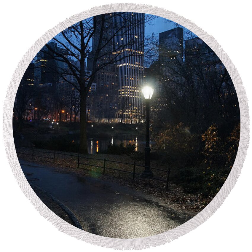 Nyc Central Park Round Beach Towel featuring the photograph Getaway by Elena Perelman