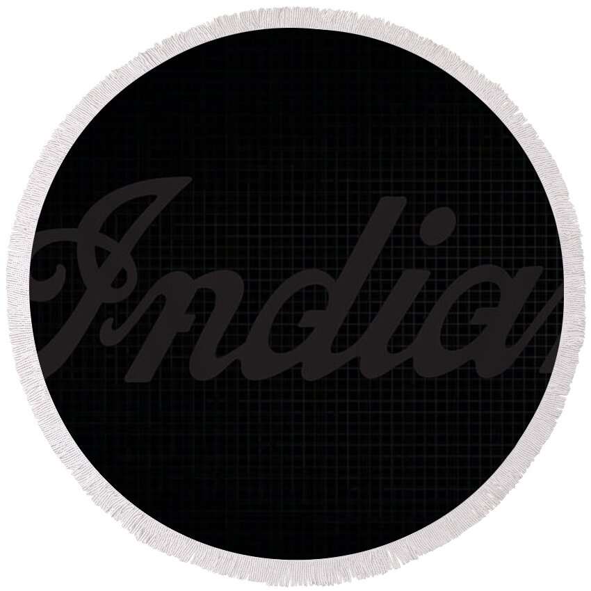 Indian Motorcycle Round Beach Towel featuring the photograph Ghosted Indian Logo by Brooke Roby